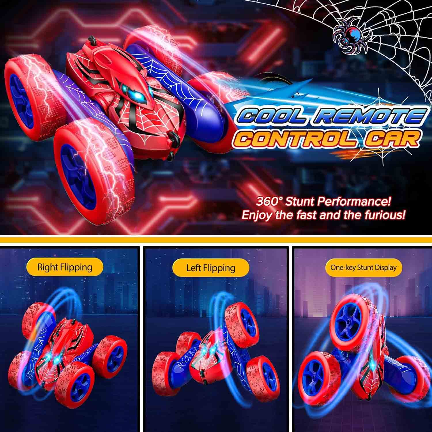 Dreamlandia Spider Toys Remote Control Cars Man Toys, 360 Flips RC Car Kids Toys for 3 4 5 6 7 8 Year Old Boy Gifts, Monster Truck Toys Boys Toys Age 3 4 5 6 7 8, Presents Gifts for 4-9 Year Old Boys - Image 2