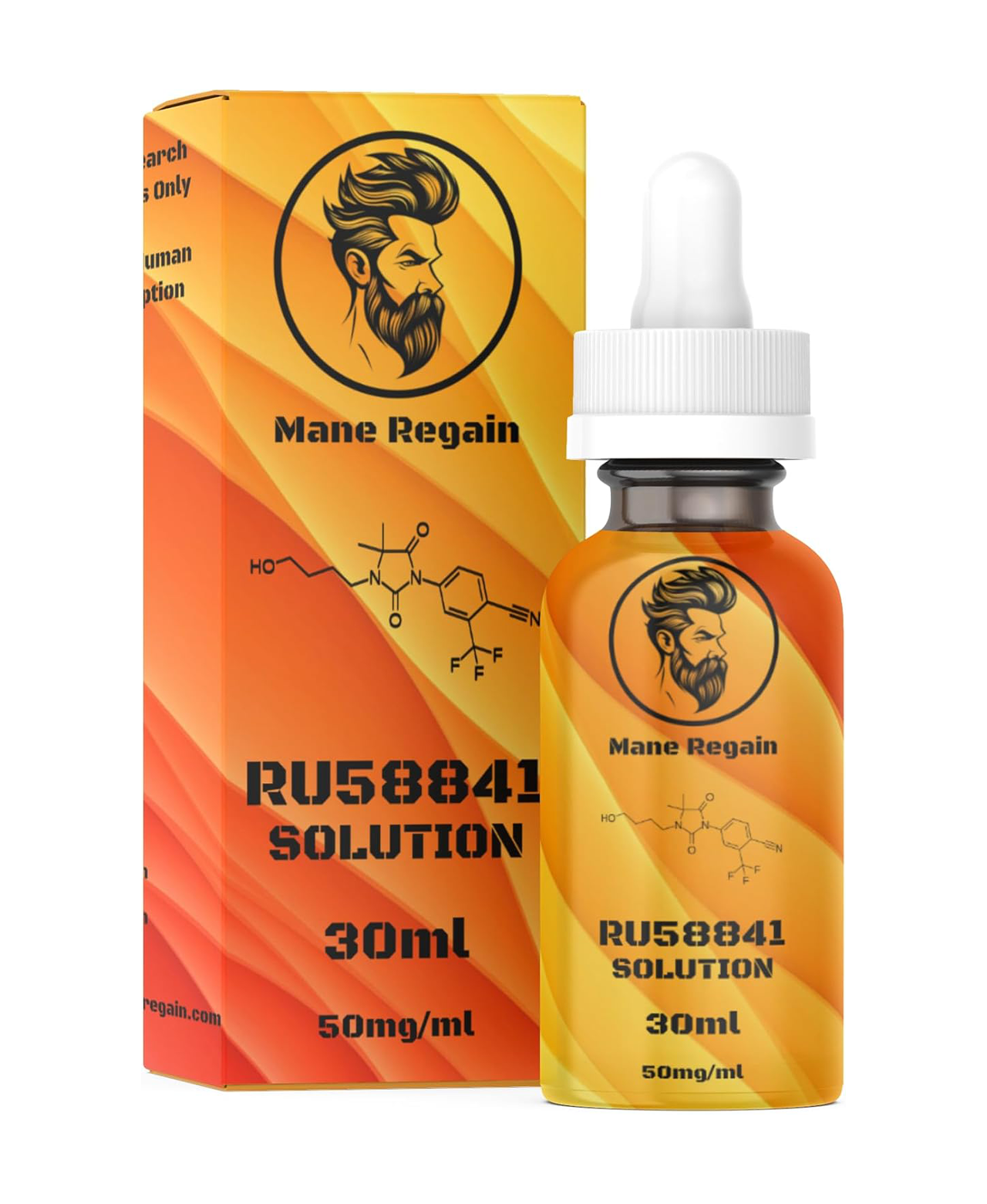 Mane Regain - RU58841 5% Solution (50mg/ml) - DHT Blocker - Advanced Hair Loss Treatment - Anti-Androgen Hair Tonic - Promotes Hair Regrowth and Prevents Male Pattern Baldness - 30ml